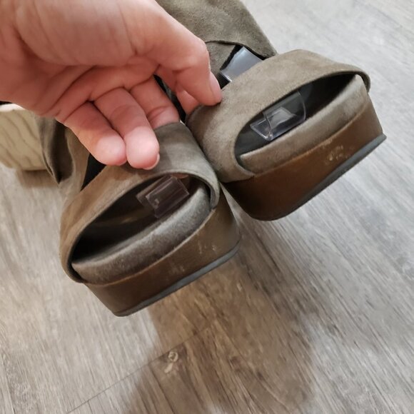 Eileen Fisher Nubuk Leather Wedge Platform Sandal Grey 38 - Picture 6 of 9